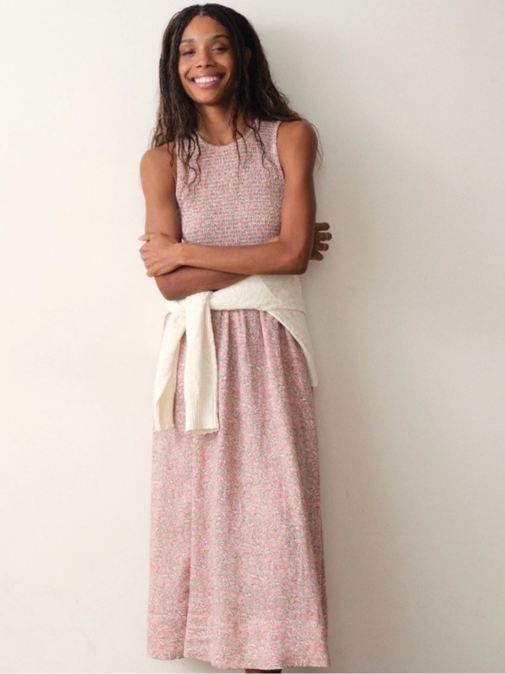 Marine Layer Darcy Smocked Maxi Dress Small